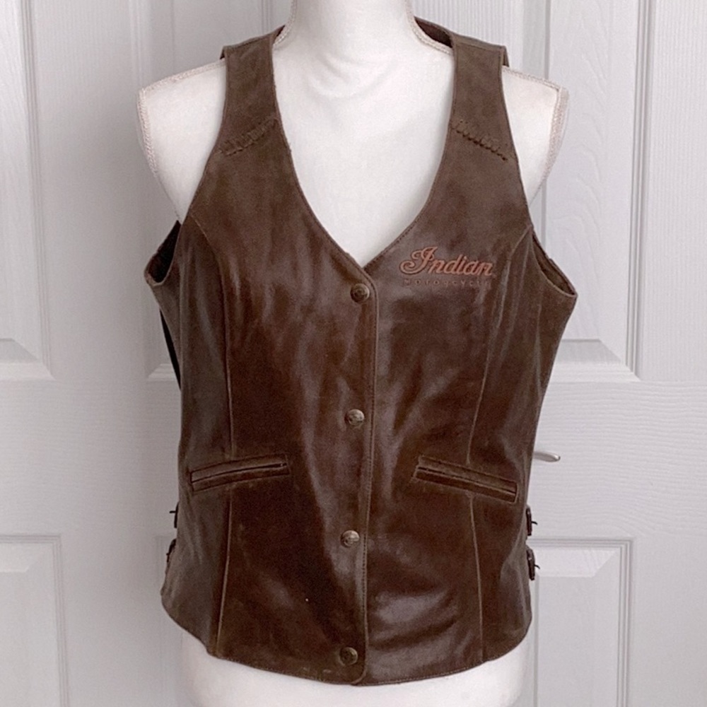 Leather motorcycle vest